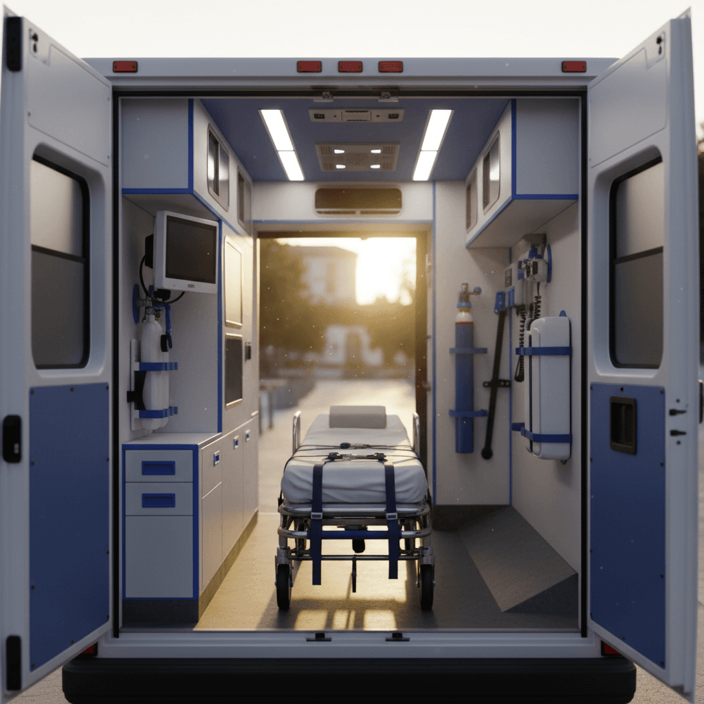 Intérieur d'une ambulance équipée